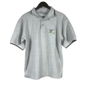 Vtg Yacht Club Polo Shirt Men's L Gray Pto. Vallarta Embroidered‎ Mexico Cotton